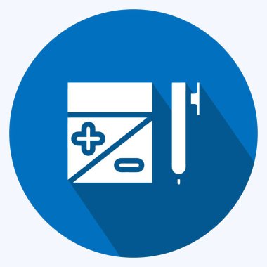 Simge Bütçesi. Eğitim sembolü için uygun. Uzun gölge tarzı. Basit dizayn edilebilir. tasarım şablonu. Basit resimleme