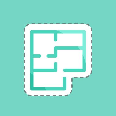 Çıkartma hattı planları kesti. Eğitim sembolü için uygun. Basit dizayn edilebilir. tasarım şablonu. Basit resimleme