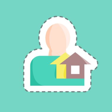 Etiket çizgisi emlakçıyı kesmiş. Eğitim sembolü için uygun. Basit dizayn edilebilir. tasarım şablonu. Basit resimleme