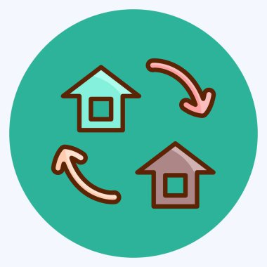 Simge değişimi. Eğitim sembolü için uygun. Düz stil. Basit dizayn edilebilir. tasarım şablonu. Basit resimleme