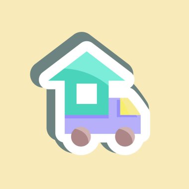 Çıkartma eve taşınıyor. Eğitim sembolü için uygun. Basit dizayn edilebilir. tasarım şablonu. Basit resimleme