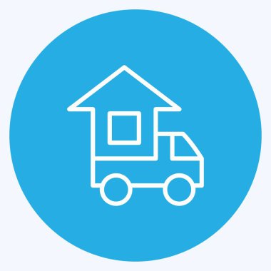 Simge eve taşınıyor. Eğitim sembolü için uygun. Mavi gözlü. Basit dizayn edilebilir. tasarım şablonu. Basit resimleme