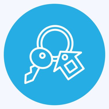 Simge Evi Anahtarı. Eğitim sembolü için uygun. Mavi gözlü. Basit dizayn edilebilir. tasarım şablonu. Basit resimleme