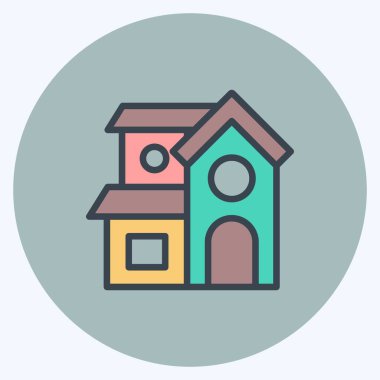 Simge köşkü. Eğitim sembolü için uygun. renk arkadaşı stili. Basit dizayn edilebilir. tasarım şablonu. Basit resimleme