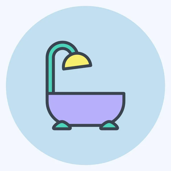 Icono Baño Adecuado Para Símbolo Educación Estilo Mate Color Diseño — Vector de stock