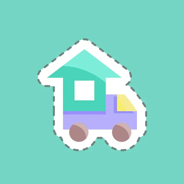 Stickervel Sneed Verhuizen Naar Huis Geschikt Voor Onderwijs Symbool Eenvoudig — Stockvector