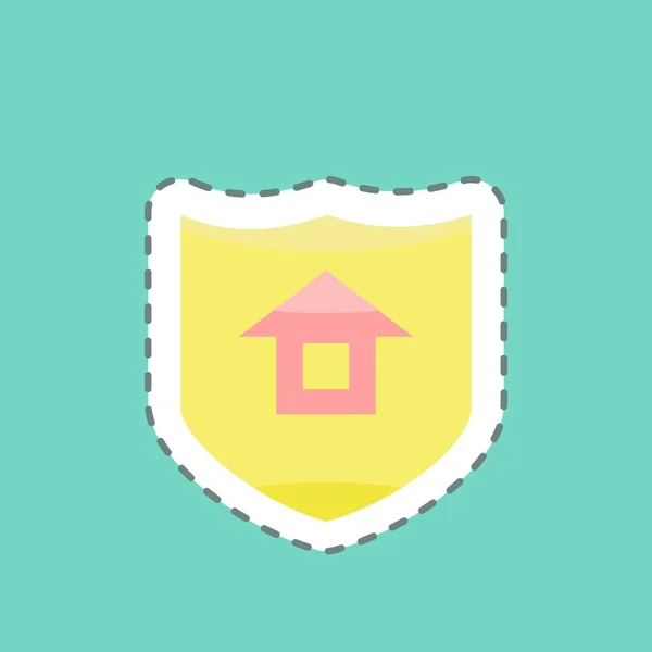 Garis Stiker Memotong Asuransi Cocok Untuk Simbol Pendidikan Desain Sederhana - Stok Vektor