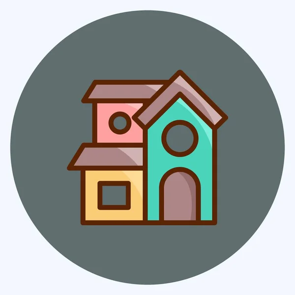 Icon Villa Adequado Para Símbolo Educação Estilo Plano Design Simples — Vetor de Stock