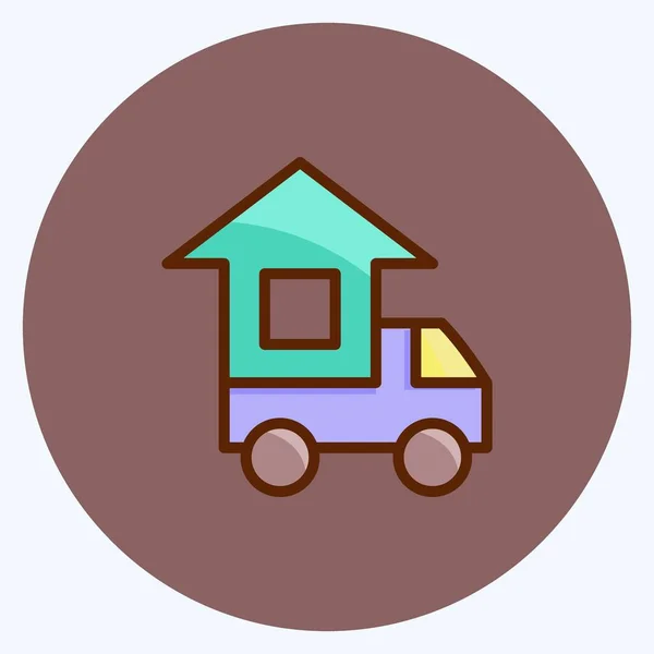 Simge eve taşınıyor. Eğitim sembolü için uygun. Düz stil. Basit dizayn edilebilir. tasarım şablonu. Basit resimleme