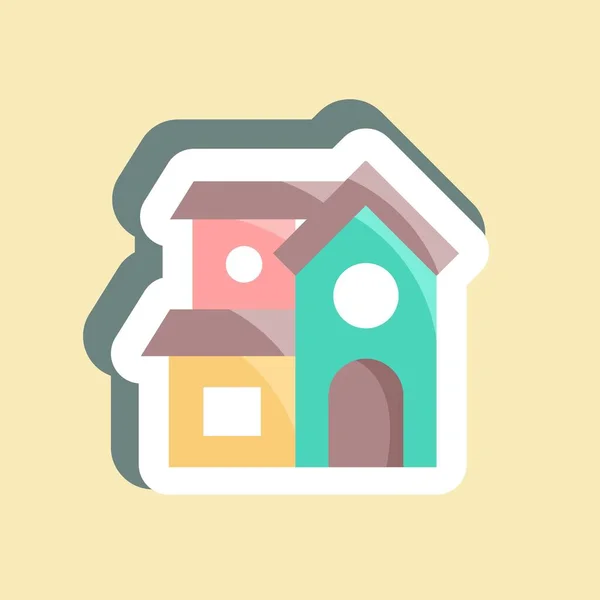 Stiker Villa Cocok Untuk Simbol Pendidikan Desain Sederhana Dapat Disunting - Stok Vektor