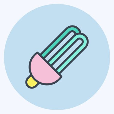 İkon Eko Ampulü. Eğitim sembolü için uygun. renk arkadaşı stili. Basit dizayn edilebilir. tasarım şablonu. Basit resimleme