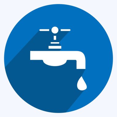 Simge Su Kaynağı. Eğitim sembolü için uygun. Uzun gölge tarzı. Basit dizayn edilebilir. tasarım şablonu. Basit resimleme