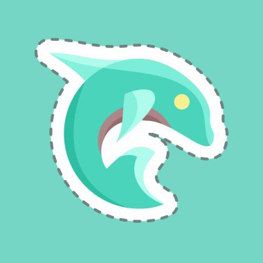 Çıkartma hattı Deniz Yaşamı 'nı kesti. Eğitim sembolü için uygun. Basit dizayn edilebilir. tasarım şablonu. Basit resimleme