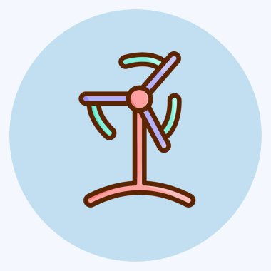 İkon Rüzgâr Türbini. Eğitim sembolü için uygun. Düz stil. Basit dizayn edilebilir. tasarım şablonu. Basit resimleme