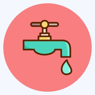 Simge Su Kaynağı. Eğitim sembolü için uygun. Düz stil. Basit dizayn edilebilir. tasarım şablonu. Basit resimleme