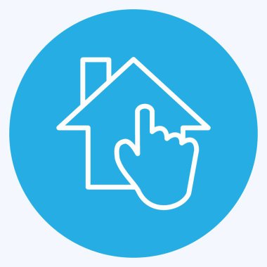 Icon Akıllı Ev. Eğitim sembolü için uygun. Mavi gözlü. Basit dizayn edilebilir. tasarım şablonu. Basit resimleme