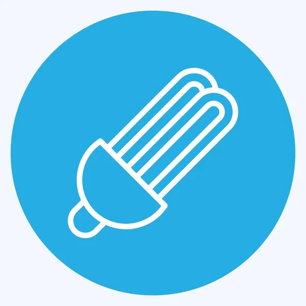 Ikon Eco Bulb Cocok Untuk Simbol Pendidikan Gaya Mata Biru - Stok Vektor
