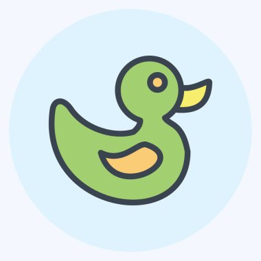 Simge Ördek Oyuncağı. Çocuk sembolü için uygun. renk arkadaşı stili. Basit dizayn edilebilir. tasarım şablonu. Basit resimleme