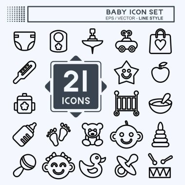 Icon Set Bebeği. Çocuk sembolü için uygun. Sıra tarzı. Basit dizayn edilebilir. tasarım şablonu. Basit resimleme
