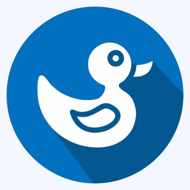 Simge Ördek Oyuncağı. Çocuk sembolü için uygun. Uzun gölge tarzı. Basit dizayn edilebilir. tasarım şablonu. Basit resimleme