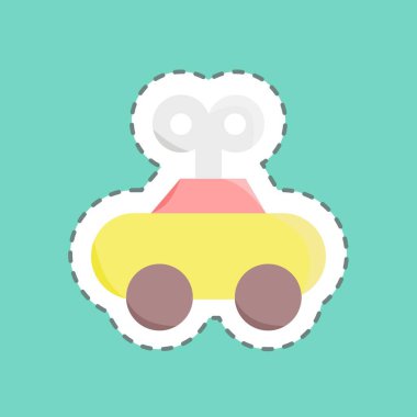 Çıkartma hattı Clockwork Car 'ı kesti. Çocuk sembolü için uygun. Basit dizayn edilebilir. tasarım şablonu. Basit resimleme