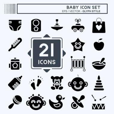 Icon Set Bebeği. Çocuk sembolü için uygun. Kabartma tarzı. Basit dizayn edilebilir. tasarım şablonu. Basit resimleme