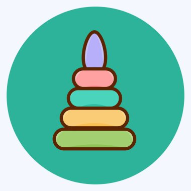 Simge Oyuncak Piramidi. Çocuk sembolü için uygun. Düz stil. Basit dizayn edilebilir. tasarım şablonu. Basit resimleme