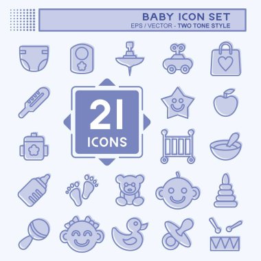 Icon Set Bebeği. Çocuk sembolü için uygun. İki ton stili. Basit dizayn edilebilir. tasarım şablonu. Basit resimleme