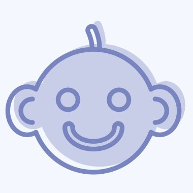 Icon Baby Boy. Çocuk sembolü için uygun. İki ton stili. Basit dizayn edilebilir. tasarım şablonu. Basit resimleme