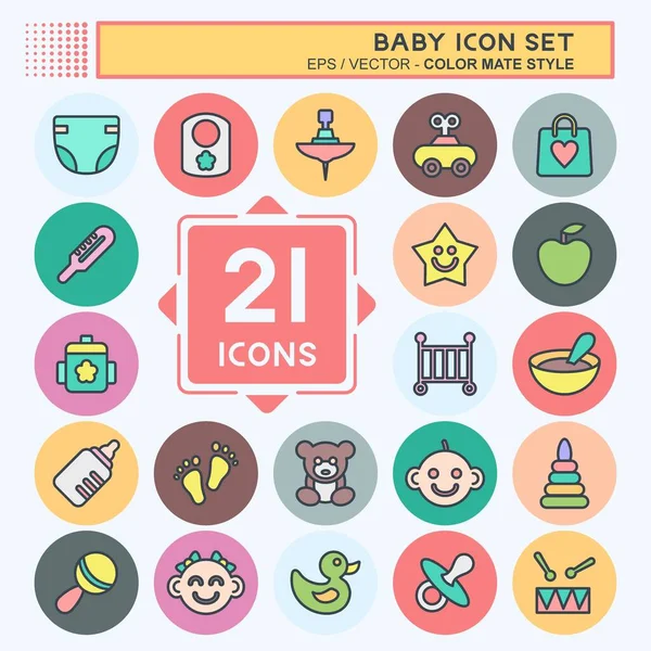 Icon Set Bebeği. Çocuk sembolü için uygun. renk arkadaşı stili. Basit dizayn edilebilir. tasarım şablonu. Basit resimleme