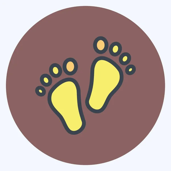 Icon Feet Подходит Символа Kids Цвет Мат Стиль Простой Дизайн — стоковый вектор