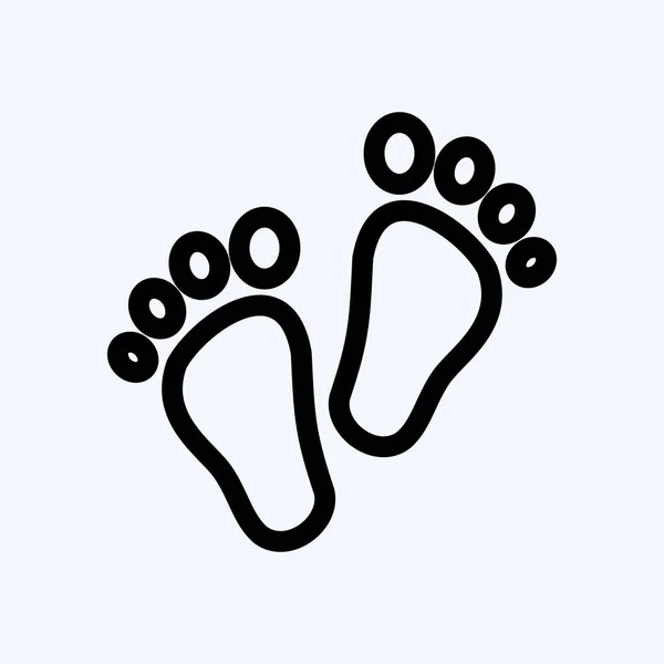 Icon Feet Suitable Kids Symbol Line Style Simple Design Editable — Stock Vector