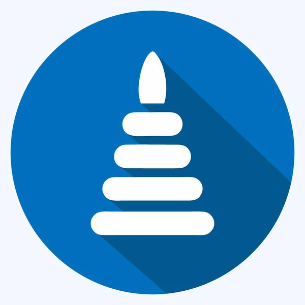 Simge Oyuncak Piramidi. Çocuk sembolü için uygun. Uzun gölge tarzı. Basit dizayn edilebilir. tasarım şablonu. Basit resimleme