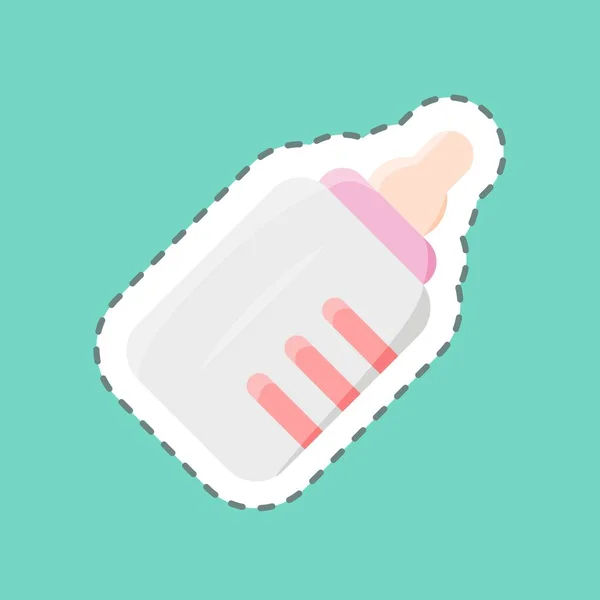 Sticker Ligne Coupée Baby Bottle Adapté Symbole Enfants Conception Simple — Image vectorielle