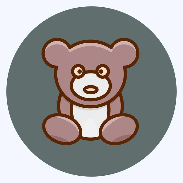 Икона Медведь Тедди Подходит Символа Kids Плоский Стиль Простой Дизайн — стоковый вектор