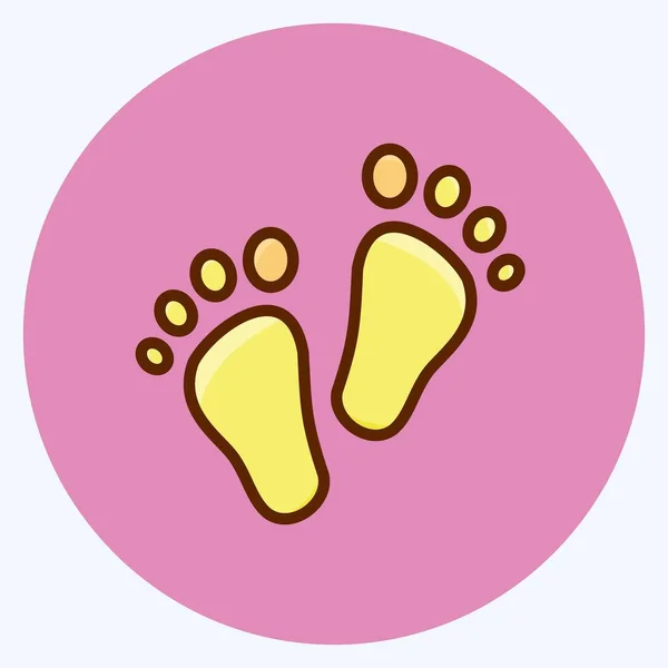 Icon Feet Suitable Kids Symbol Flat Style Simple Design Editable — Stock Vector