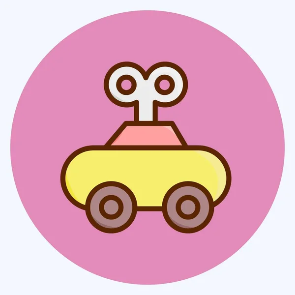 Icône Clockwork Car Adapté Symbole Enfants Style Plat Conception Simple — Image vectorielle