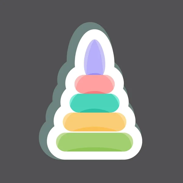 Sticker Speelgoedpiramide Geschikt Voor Kids Symbool Eenvoudig Ontwerp Bewerkbaar Ontwerp — Stockvector