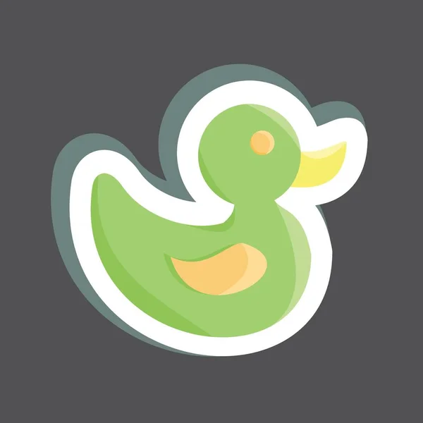 Adesivo Duck Toy Adatto Simbolo Dei Bambini Design Semplice Modificabile — Vettoriale Stock