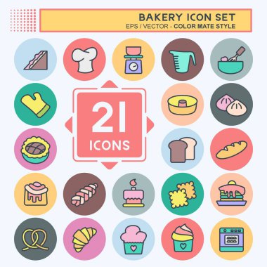 Simge Fırını. Pastane sembolü için uygun. renk arkadaşı stili. Basit dizayn edilebilir. tasarım şablonu. Basit resimleme