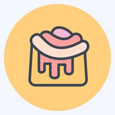 Simge Tarçın Yuvarlaması. Pastane sembolü için uygun. renk arkadaşı stili. Basit dizayn edilebilir. tasarım şablonu. Basit resimleme