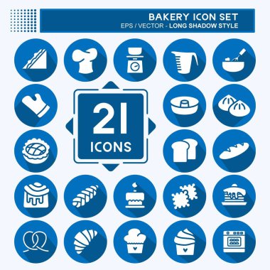 Simge Fırını. Pastane sembolü için uygun. Uzun gölge tarzı. Basit dizayn edilebilir. tasarım şablonu. Basit resimleme