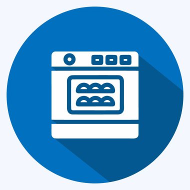 Simge fırını. Pastane sembolü için uygun. Uzun gölge tarzı. Basit dizayn edilebilir. tasarım şablonu. Basit resimleme