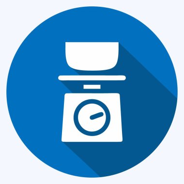 Simge Mutfak Ölçekleri. Pastane sembolü için uygun. Uzun gölge tarzı. Basit dizayn edilebilir. tasarım şablonu. Basit resimleme