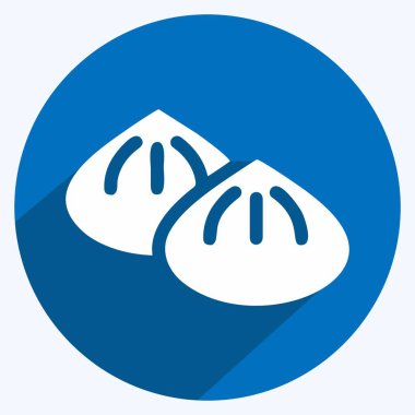 Icon Dumpling. Pastane sembolü için uygun. Uzun gölge tarzı. Basit dizayn edilebilir. tasarım şablonu. Basit resimleme