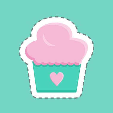Çıkartma çizgisi Muffin 'i kesti. Pastane sembolü için uygun. Basit dizayn edilebilir. tasarım şablonu. Basit resimleme