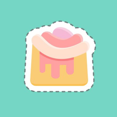 Çıkartma çizgisi Tarçın Yuvarlağı 'nı kesti. Pastane sembolü için uygun. Basit dizayn edilebilir. tasarım şablonu. Basit resimleme