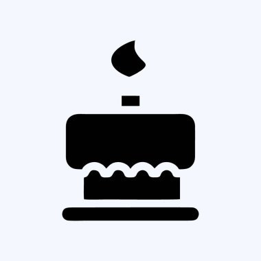 İkon Doğum Günü Pastası. Pastane sembolü için uygun. Kabartma tarzı. Basit dizayn edilebilir. tasarım şablonu. Basit resimleme