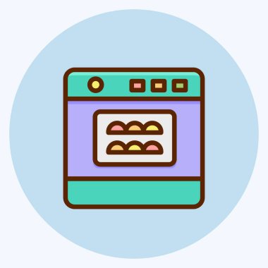 Simge fırını. Pastane sembolü için uygun. Düz stil. Basit dizayn edilebilir. tasarım şablonu. Basit resimleme