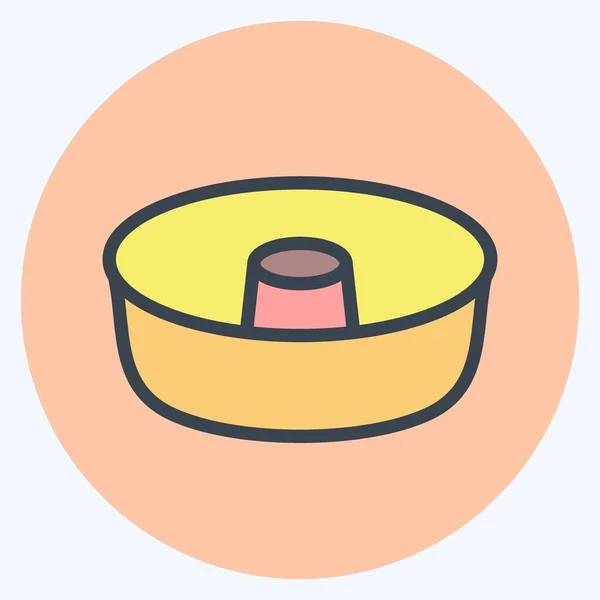 Icon Cake Mold Cocok Untuk Simbol Bakery Gaya Pasangan Warna - Stok Vektor
